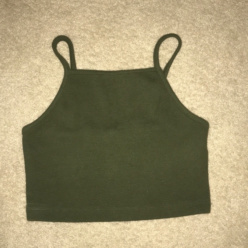 Army green crop top
